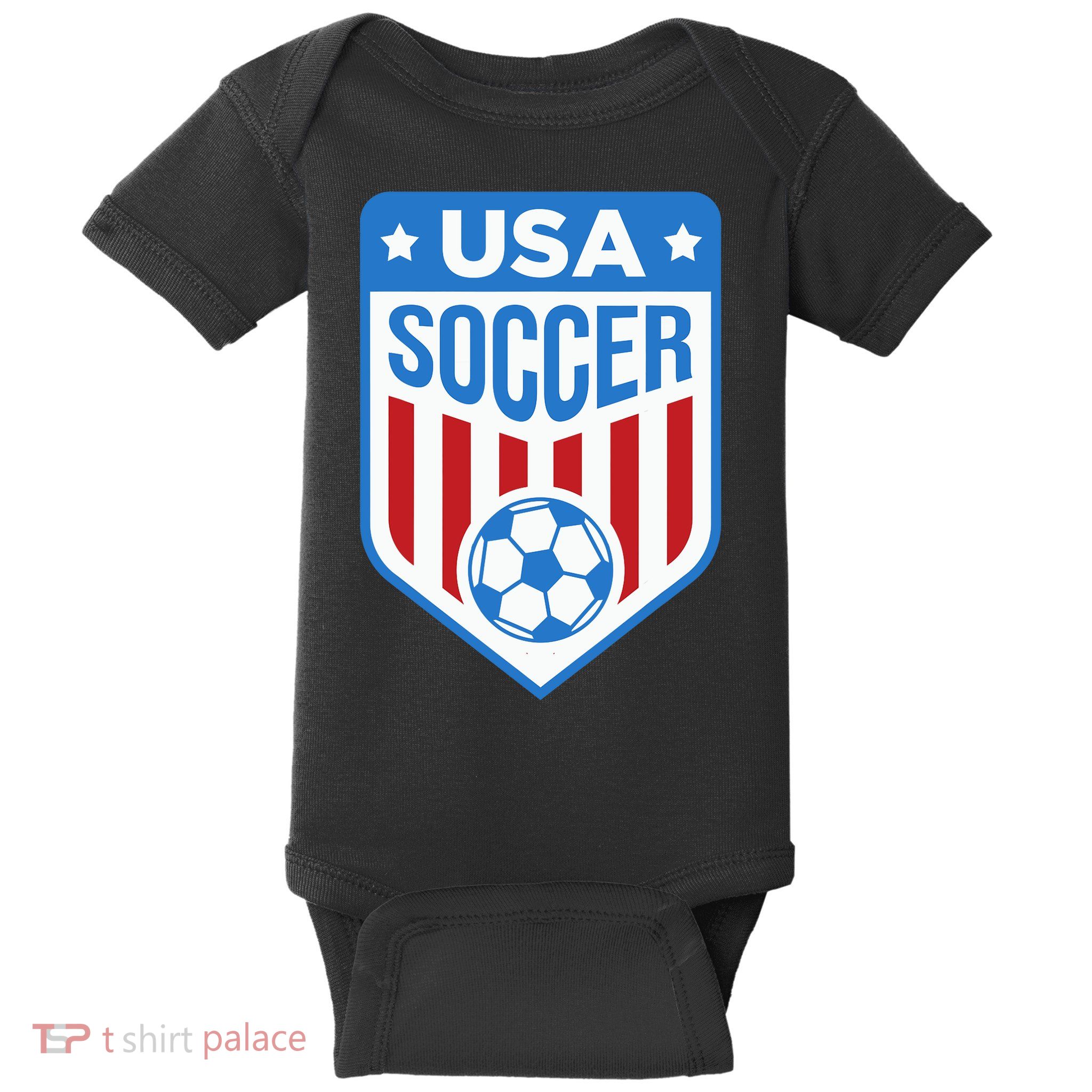 USA Soccer Team Support The Team Shirt USA Flag Football Baby Bodysuit