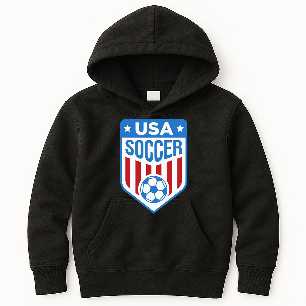 USA Soccer Team Support The Team Shirt USA Flag Football Kids Hoodie