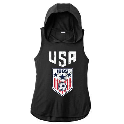 USA Soccer Team 1885 Cool Futbol Equipment Ladies PosiCharge Tri-Blend Wicking Draft Hoodie Tank