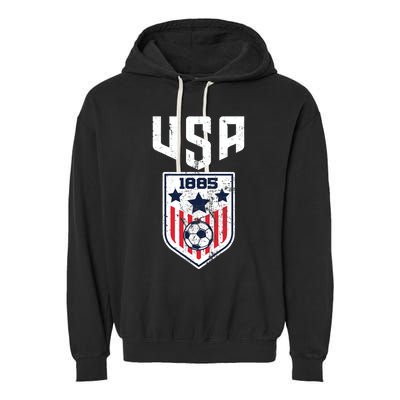 USA Soccer Team 1885 Cool Futbol Equipment Garment-Dyed Fleece Hoodie