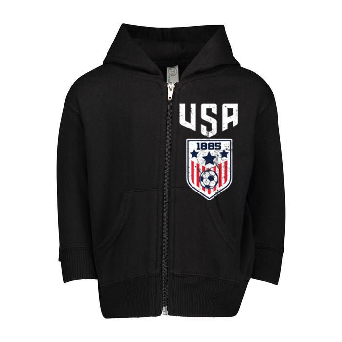 USA Soccer Team 1885 Cool Futbol Equipment Toddler Zip Fleece Hoodie