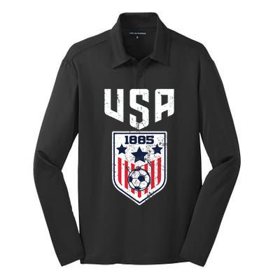 USA Soccer Team 1885 Cool Futbol Equipment Silk Touch Performance Long Sleeve Polo