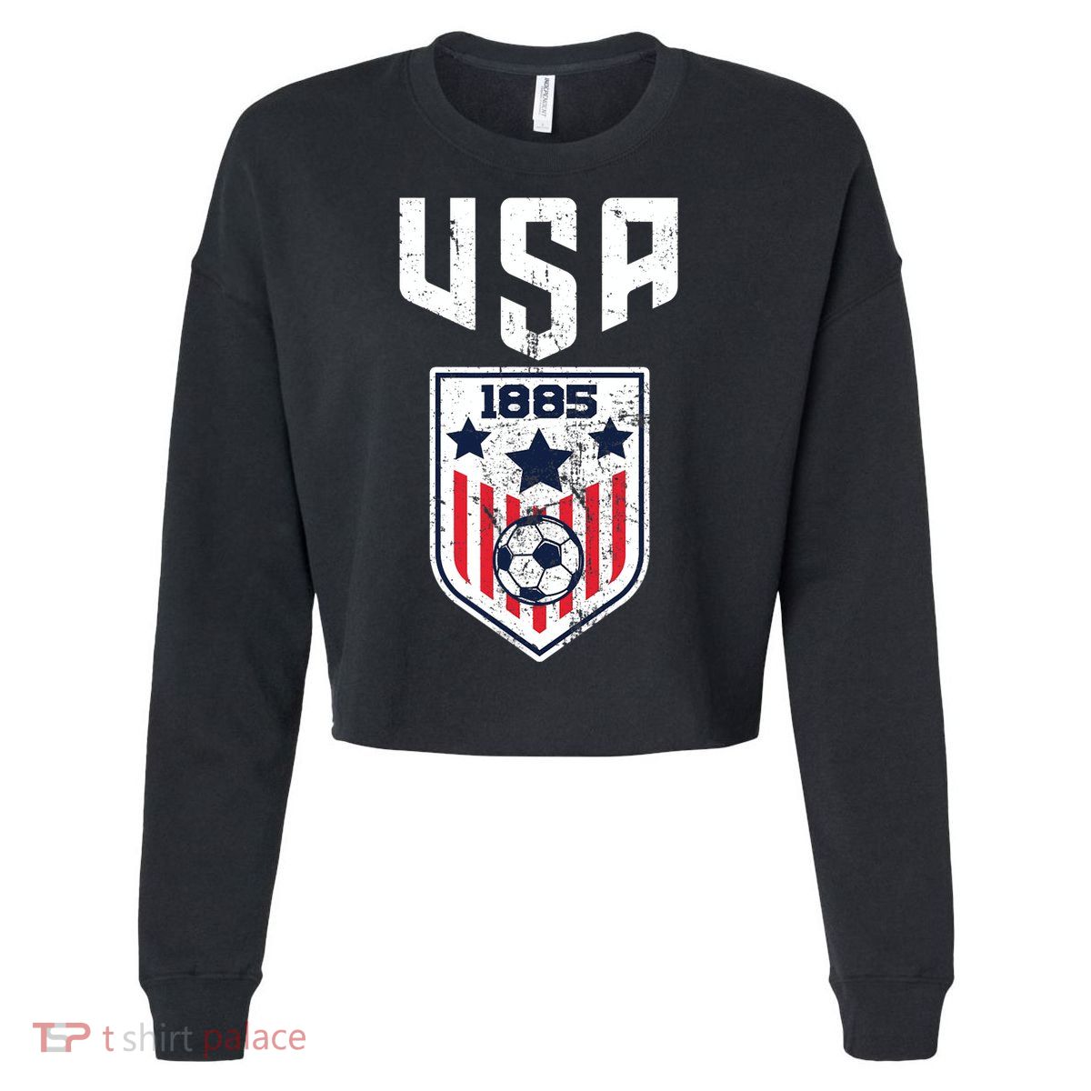 USA Soccer Team 1885 Cool Futbol Equipment Cropped Pullover Crew