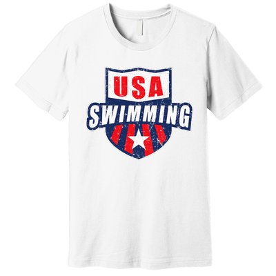 Usa Swimming Team Sports Athlete Us Swim Aquatic Premium T-Shirt