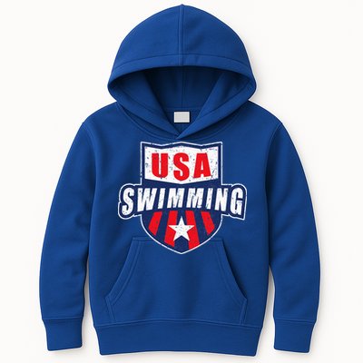 Usa Swimming Team Sports Athlete Us Swim Aquatic Kids Hoodie
