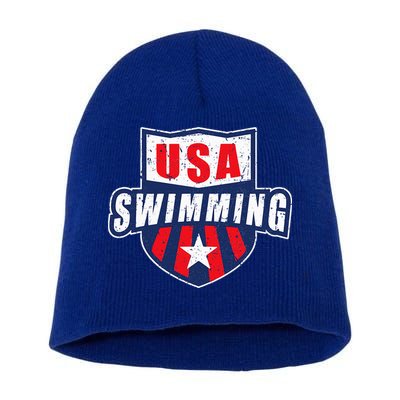 Usa Swimming Team Sports Athlete Us Swim Aquatic Short Acrylic Beanie