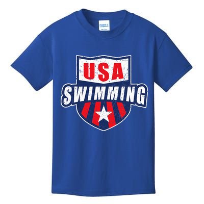 Usa Swimming Team Sports Athlete Us Swim Aquatic Kids T-Shirt