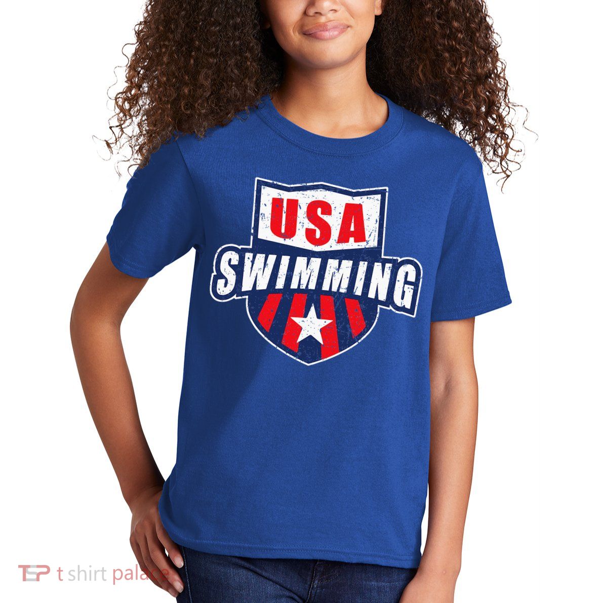 Usa Swimming Team Sports Athlete Us Swim Aquatic Kids T-Shirt
