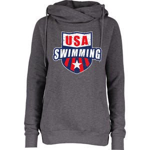 Usa Swimming Team Sports Athlete Us Swim Aquatic Womens Funnel Neck Pullover Hood