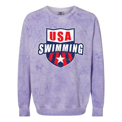 USA Swimming Team Sports Athlete US Swim Aquatic Design Colorblast Crewneck Sweatshirt