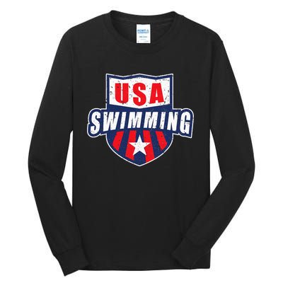 USA Swimming Team Sports Athlete US Swim Aquatic Design Tall Long Sleeve T-Shirt