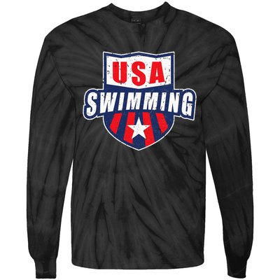 USA Swimming Team Sports Athlete US Swim Aquatic Design Tie-Dye Long Sleeve Shirt