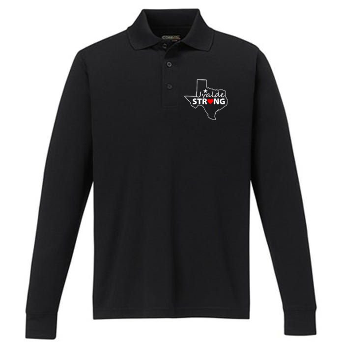 Uvalde Strong Texas Strong Performance Long Sleeve Polo