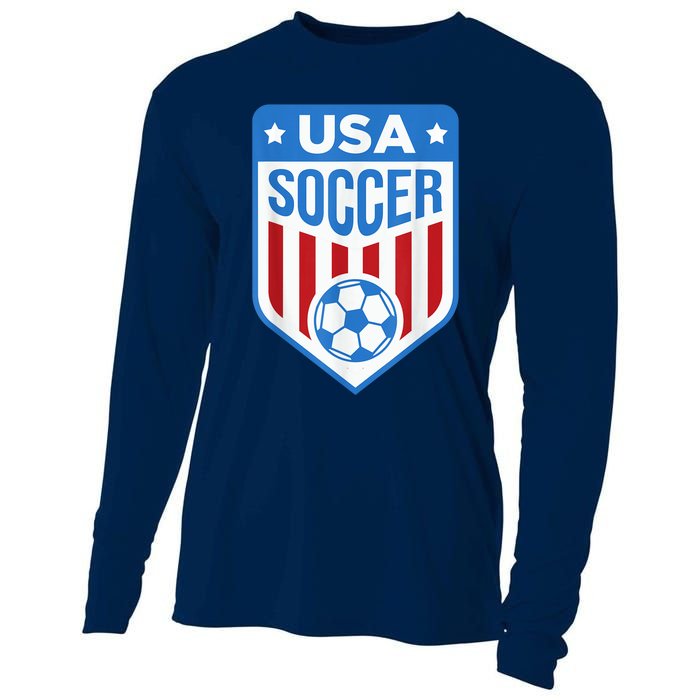 USA Soccer Team Support the Team Shirt USA Flag Football Cooling Performance Long Sleeve Crew