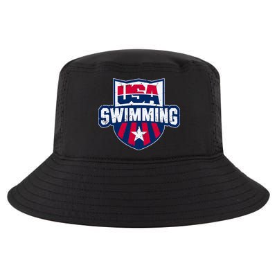 Usa Swimming Team Sports Athlete Us Swim Aquatic Cool Comfort Performance Bucket Hat