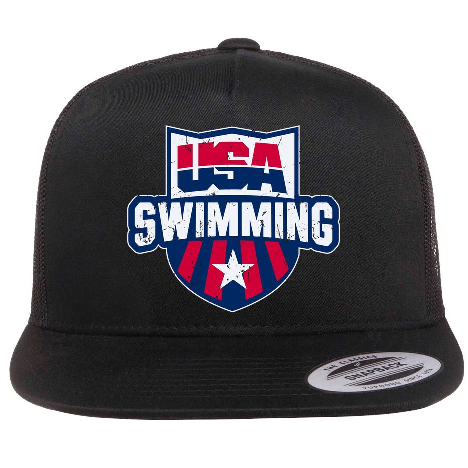 Usa Swimming Team Sports Athlete Us Swim Aquatic Flat Bill Trucker Hat
