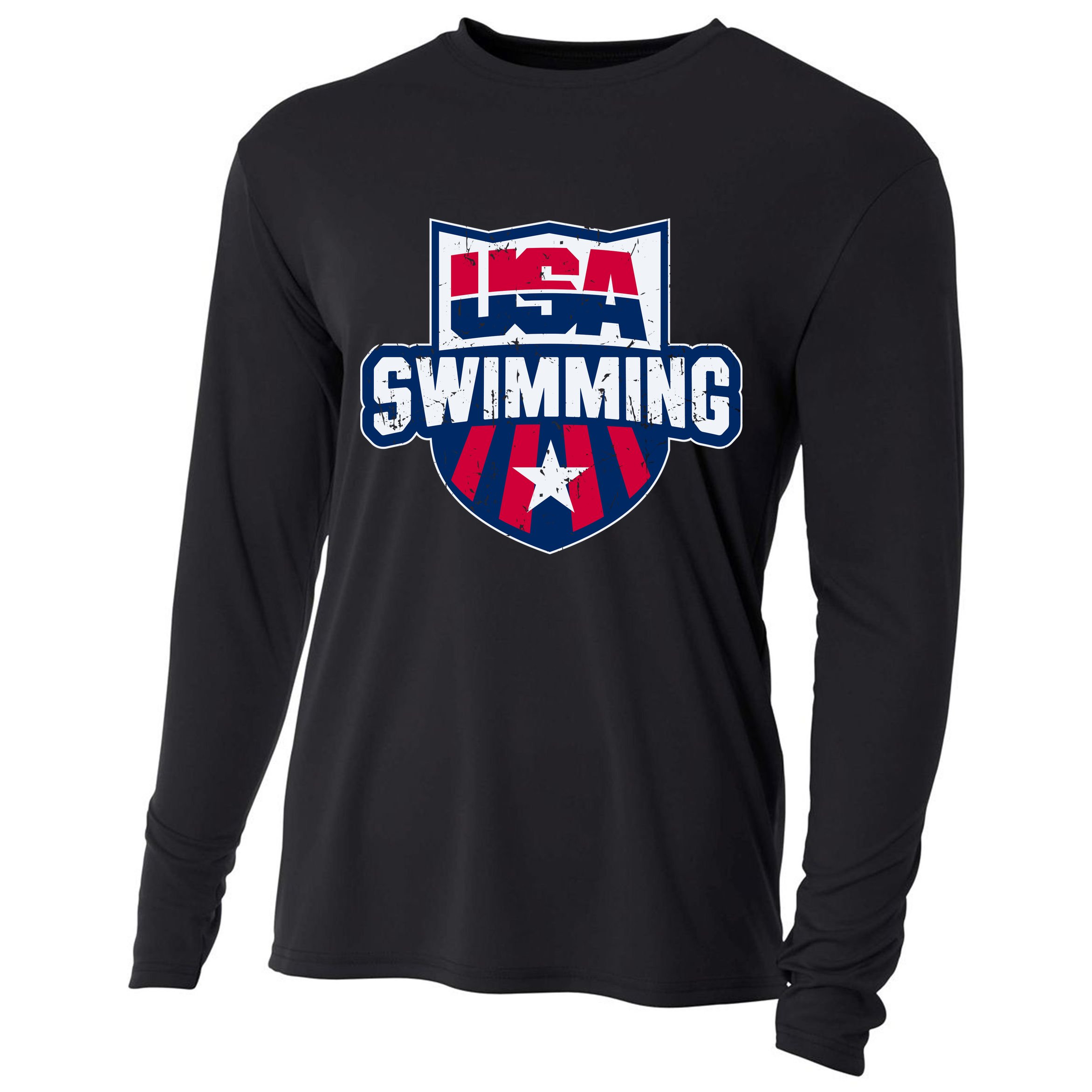 Usa Swimming Team Sports Athlete Us Swim Aquatic Cooling Performance Long Sleeve Crew