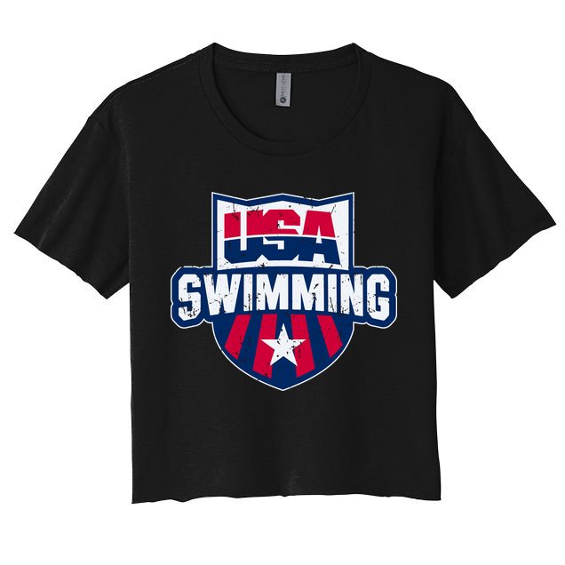 Usa Swimming Team Sports Athlete Us Swim Aquatic Crop Top