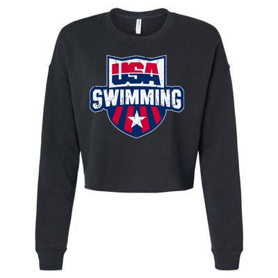 Usa Swimming Team Sports Athlete Us Swim Aquatic Cropped Pullover Crew