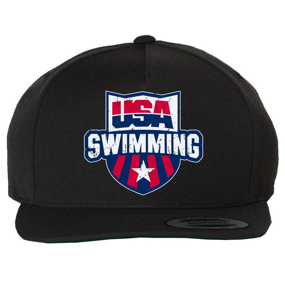 Usa Swimming Team Sports Athlete Us Swim Aquatic Wool Snapback Cap