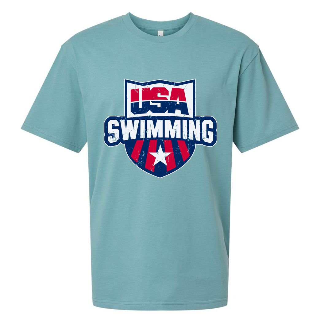 Usa Swimming Team Sports Athlete Us Swim Aquatic Sueded Cloud Jersey T-Shirt