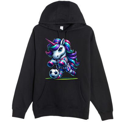 Unicorn Soccer Team Player Premium Pullover Hoodie