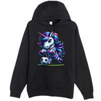 Unicorn Soccer Team Player Premium Pullover Hoodie