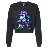 Unicorn Soccer Team Player Cropped Pullover Crew