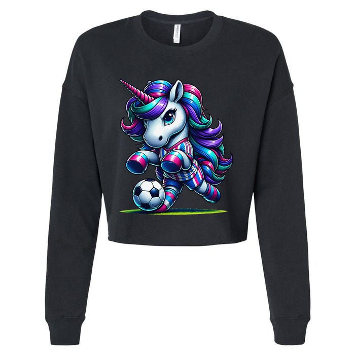 Unicorn Soccer Team Player Cropped Pullover Crew