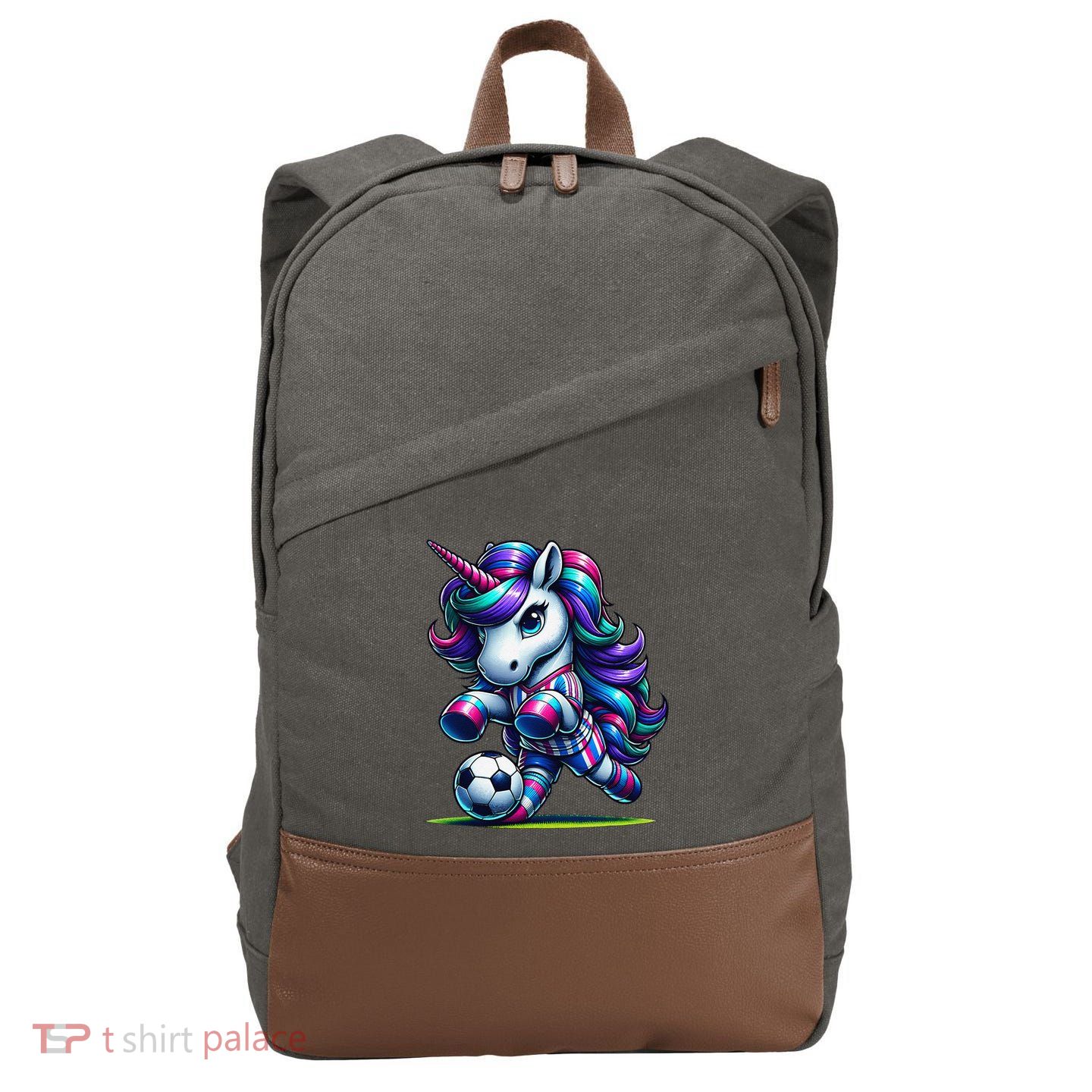 Unicorn Soccer Team Player Cotton Canvas Backpack