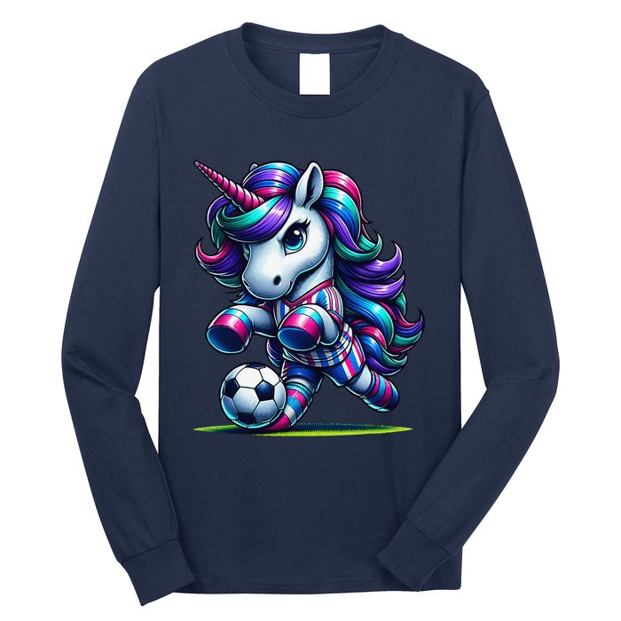 Unicorn Soccer Team Player Long Sleeve Shirt