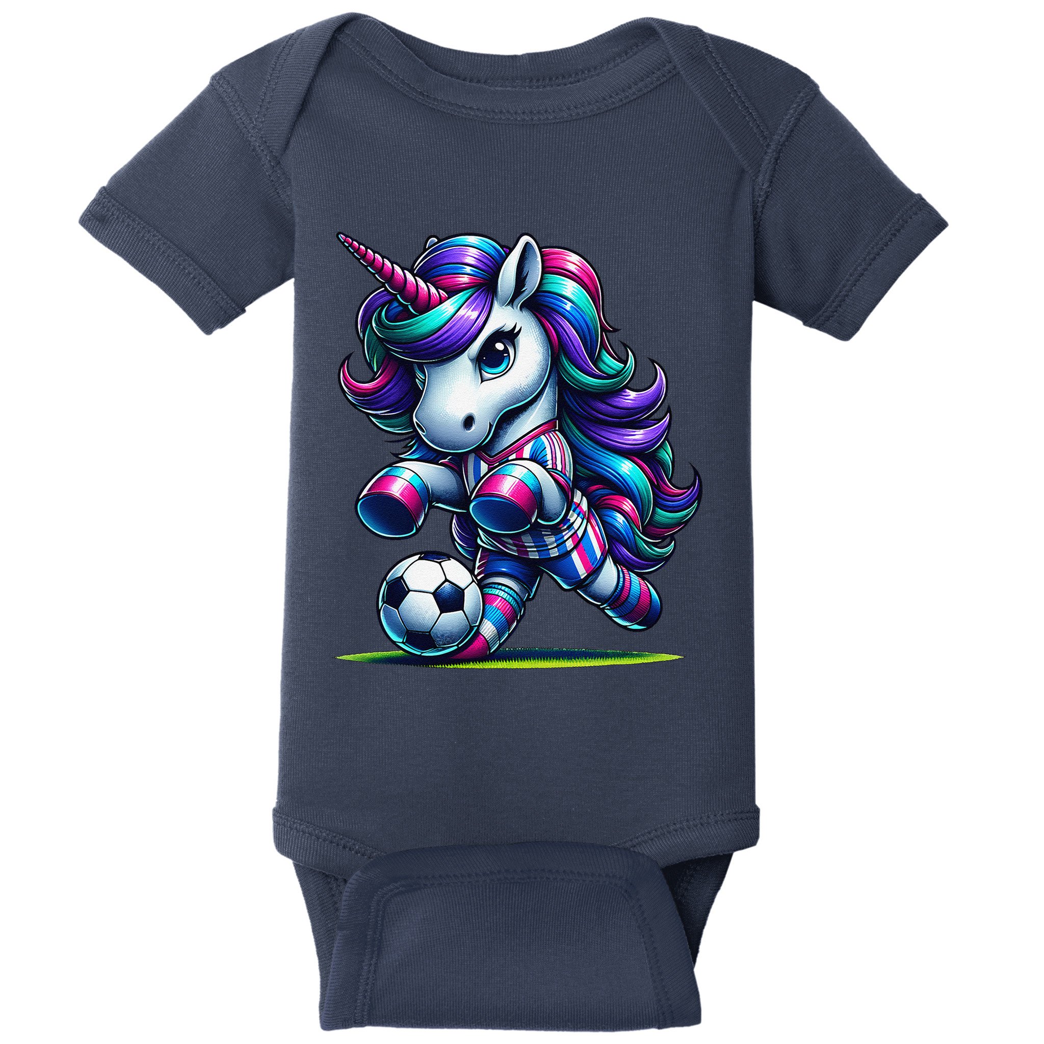 Unicorn Soccer Team Player Baby Bodysuit