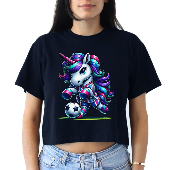 Unicorn Soccer Team Player Crop Top