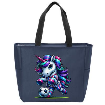 Unicorn Soccer Team Player Zip Tote Bag