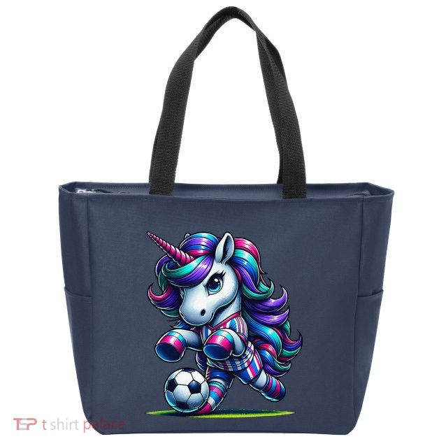Unicorn Soccer Team Player Zip Tote Bag