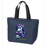 Unicorn Soccer Team Player Zip Tote Bag