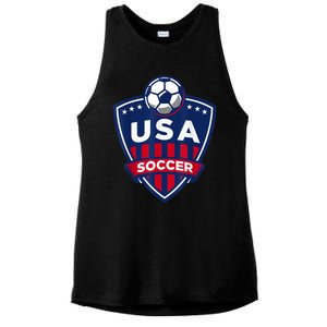 USA Soccer Team Support The Team Shirt USA Flag Football TShirt Ladies PosiCharge Tri-Blend Wicking Tank