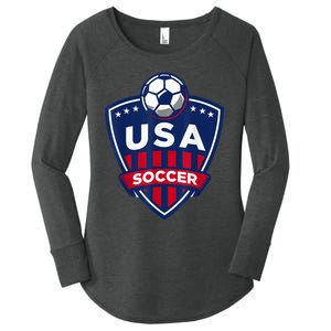 USA Soccer Team Support The Team Shirt USA Flag Football TShirt Women's Perfect Tri Tunic Long Sleeve Shirt