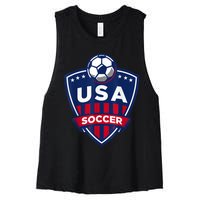 USA Soccer Team Support The Team Shirt USA Flag Football TShirt Women's Racerback Cropped Tank