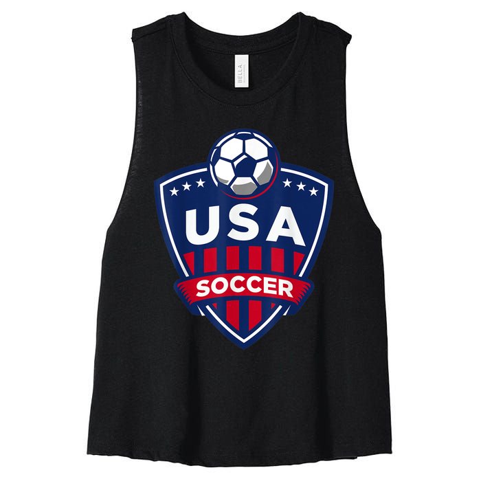 USA Soccer Team Support The Team Shirt USA Flag Football TShirt Women's Racerback Cropped Tank