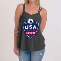 USA Soccer Team Support The Team Shirt USA Flag Football TShirt Women's Strappy Tank