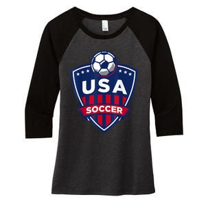 USA Soccer Team Support The Team Shirt USA Flag Football TShirt Women's Tri-Blend 3/4-Sleeve Raglan Shirt