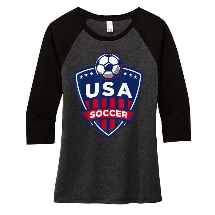 USA Soccer Team Support The Team Shirt USA Flag Football TShirt Women's Tri-Blend 3/4-Sleeve Raglan Shirt