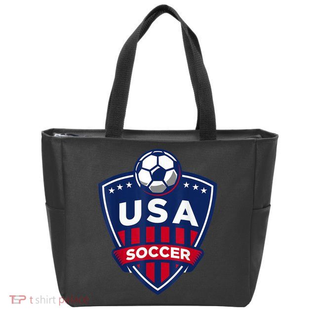 USA Soccer Team Support The Team Shirt USA Flag Football TShirt Zip Tote Bag
