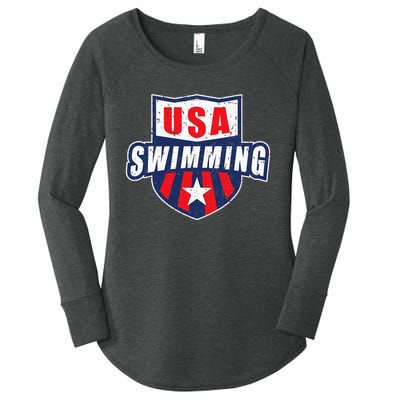 USA Swimming Team Sports Athlete US Swim Aquatic Design Women's Perfect Tri Tunic Long Sleeve Shirt