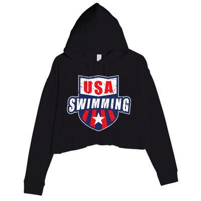 USA Swimming Team Sports Athlete US Swim Aquatic Design Crop Fleece Hoodie