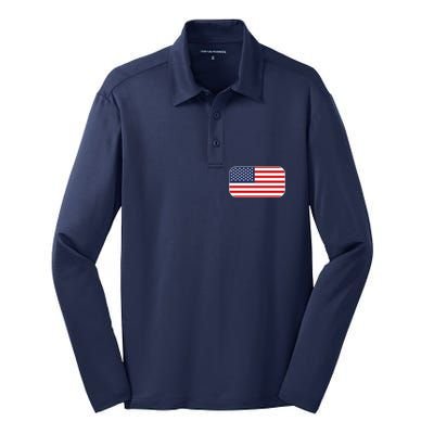 US Team Flag American Clothing For Sports Events Silk Touch Performance Long Sleeve Polo