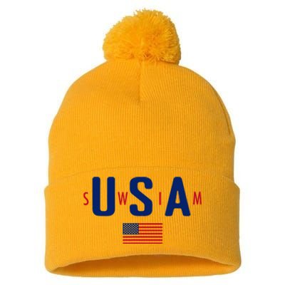 Usa Swim  Usa Summer Swimming 2024 Games Pom Pom 12in Knit Beanie