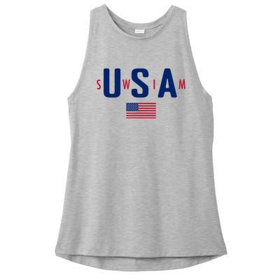 Usa Swim  Usa Summer Swimming 2024 Games Ladies PosiCharge Tri-Blend Wicking Tank