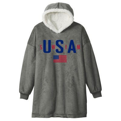 Usa Swim  Usa Summer Swimming 2024 Games Hooded Wearable Blanket